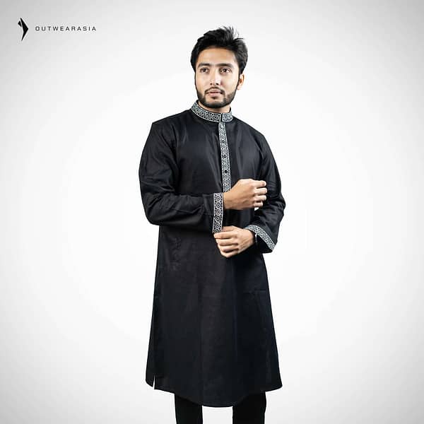 Outwear Men's Exclusive Embroidered Cotton Panjabi- D27