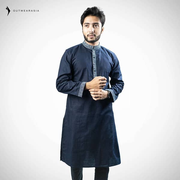 Outwear Men's Exclusive Embroidered Cotton Panjabi- D27