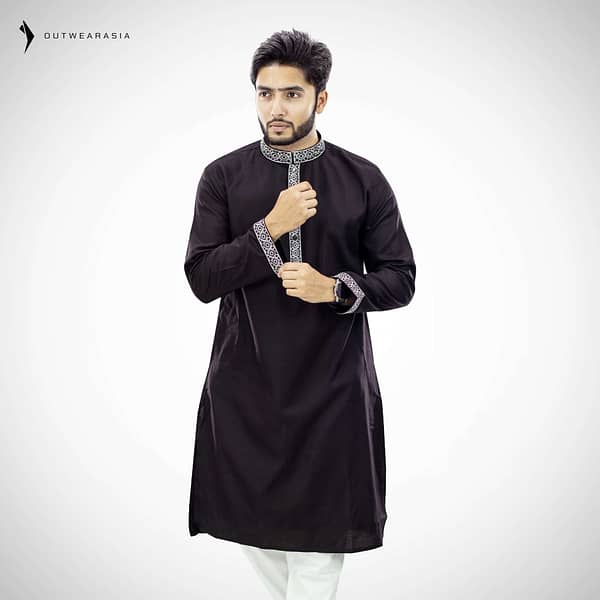 Outwear Men's Exclusive Embroidered Cotton Panjabi- D27