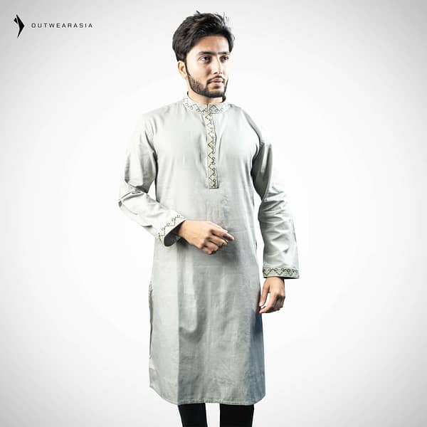 Outwear Men's Exclusive Embroidered Cotton Panjabi- D27